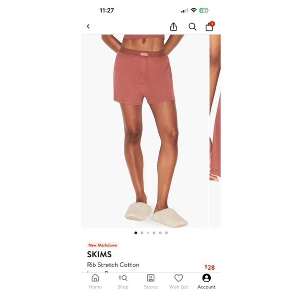 SKIMS‎ Rib Stretch Cotton Boxer Briefs Rose Quartz Pink Women's Large